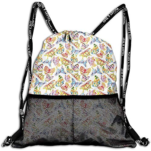 Mitta Yane Bolsas De Cuerdas,Mochilas con Cordón Bolsas,Animales Vibrantes Años 60 Psicodélicos Paleta De Colores Inspirados Ilustración De La Naturaleza,Ajustable