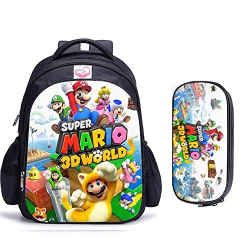 Mochila Mario Bros Sonic Boom de 16 Pulgadas para niños, Mochilas Escolares, Mochila de Libro de Juegos de Dibujos Animados, Mochila Escolar Diaria, Regalo-Color de la Foto