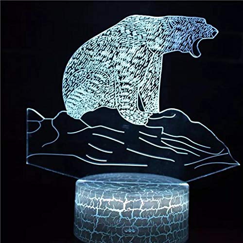 Moda oso polar animal base de grietas luz de noche led luz de interruptor táctil luz de decoración de habitación multicolor luz de noche de bebé para niños