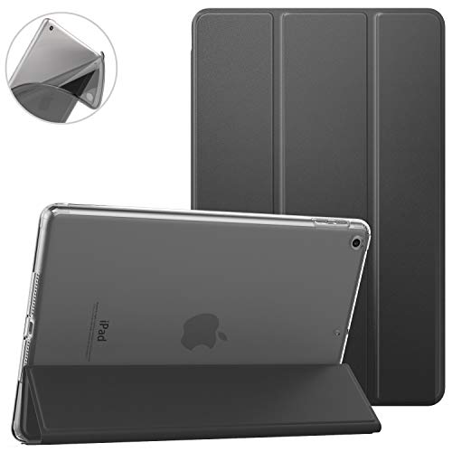 MoKo Funda Compatible con 2018/2017 iPad 9.7 6th/5th Gen, Ultra Delgado Función de Soporte TPU Protectora Plegable Cubierta Inteligente Trasera Transparente Compatible con iPad 9.7" - Gris Espacial