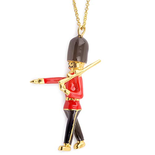 Monkimau Mr. - Cadena para mujer Londres de latón chapado en oro con cadena de 78 cm rojo negro pintado a mano.