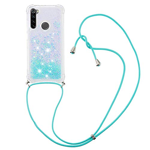 MRSTER Funda con Cuerda para Xiaomi Poco X3 NFC, Bling Glitter Líquido Carcasa Moda Ajustable Collar Correa Protección Case para Xiaomi Poco X3 NFC. LP Star Blue