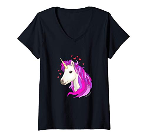 Mujer Unicornio Magical Fantasy Creature Novedad Regalo Camiseta Cuello V