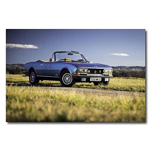 MXmama Peugeot 504 v6 Convertible Vintage Car Printed Wall Art Canvas Poster Pintura para la decoración de la Sala de Estar -60X80cm 24x32 Pulgadas sin Marco