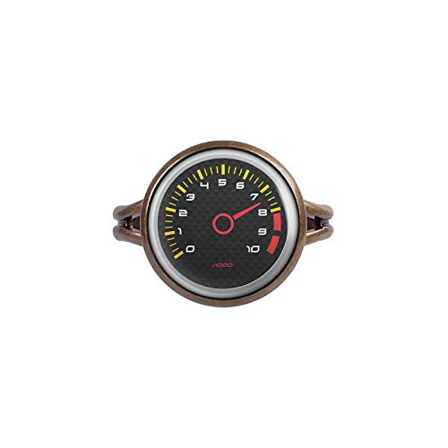 Mylery Anillo con Motivo Contador de Velocidad del tacómetro RPM revoluciones Pantalla del Instrumento de Carbono Bronce 14mm