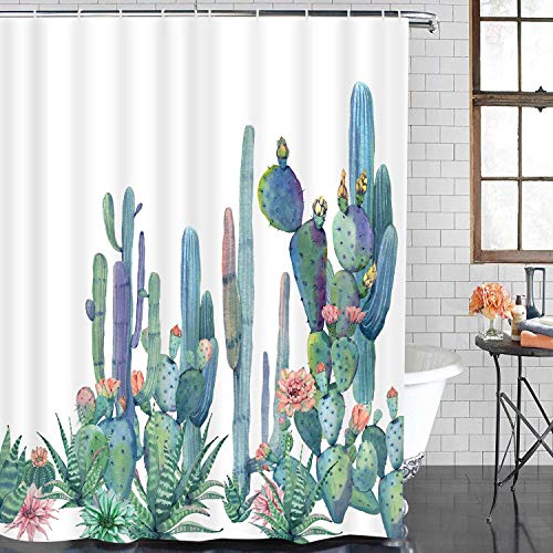 /N Cortina de Ducha de baño Pitufos Yingda, Cortinas de Ducha de Cactus Tropicales, Cortina de baño de Flores de Cactus, Duradera