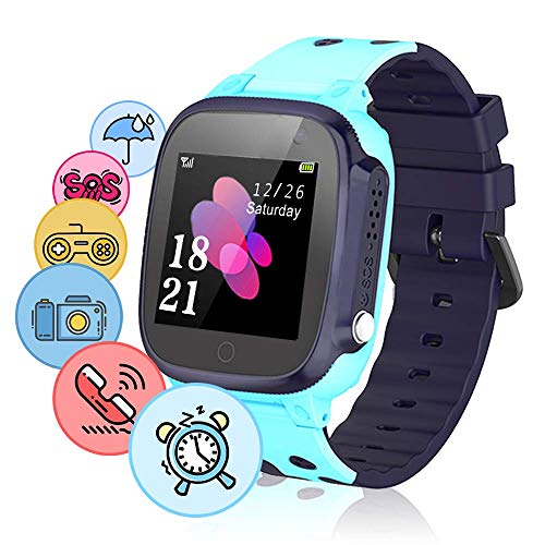 NAIXUES Smartwatch Niños, Reloj Inteligente Niño IP67, Reloj niños con Juego, Hacer Llamada, Chat de Voz, Localizador LBS, SOS, Despertador, Modo de Clase, Cámara, Regalo para niños de 3-12 años