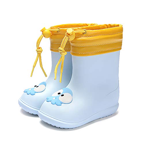 Nasogetch Botas de Agua para Niños Niñas Invernali Botas de Lluvia con Forro Cálido Extraíble Impermeable Botas de Goma Azul 150