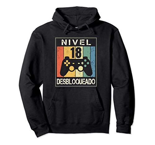 Nivel 18 Desbloqueado Gamer 18 Años 2003 Divertido Chico Sudadera con Capucha