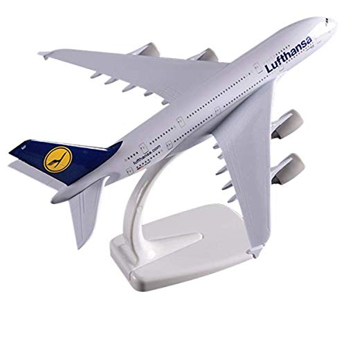 NUOLANDE Diecast Airplane 1: 400 Airbus A380 Aircraft Modelo Alemán Lufthansa Metal (20 Cm) Modelo De Plano Decoración De Oficina O Regalo por Lesses