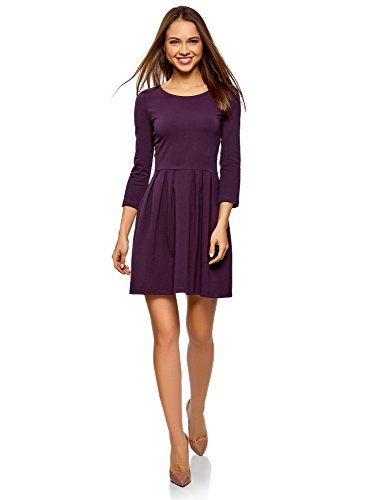 oodji Ultra Mujer Vestido de Punto Entallado, Morado, ES 38 / S