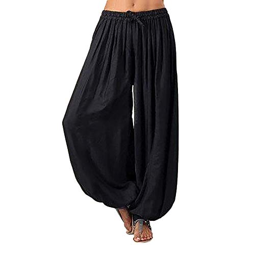 Pantalones Harem Unisex Pantalones de Mujer Tallas Grandes - Pantalones Harem de Color sólido Pantalones de Verano Pantalones de Yoga Pantalones Aladdin Estilo Holgado Holgado con Pretina elástica