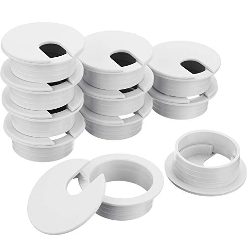 Pasacables Tapa de Ojales de Escritorio de Plástico para Mesa de Ordenador Organizador de Alambre para Hogar y Oficina, 35 mm/ 1,38 Pulgadas Diámetro de Agujero de Montaje(Blanco, 16 Piezas)