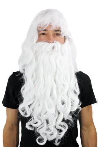 Peluca con Barba Estilo Papá Noel, hechicero, Dumbledore, Wig