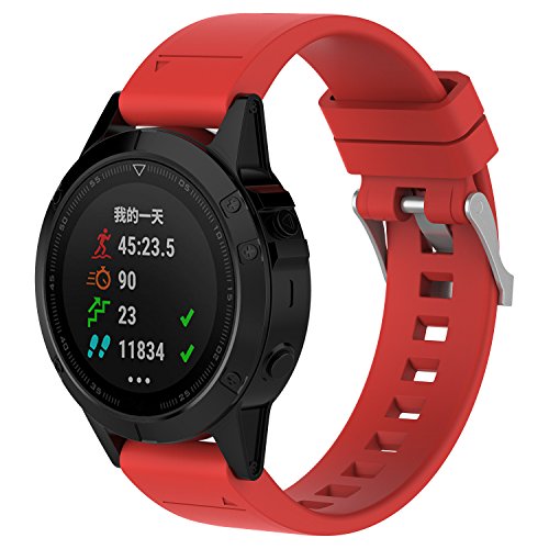 Pinhen - Correa de silicona para Garmin Fenix 5 / Fenix 5 Plus / Forerunner 935 / Aproach S60 / Quick Fit / Quatix5