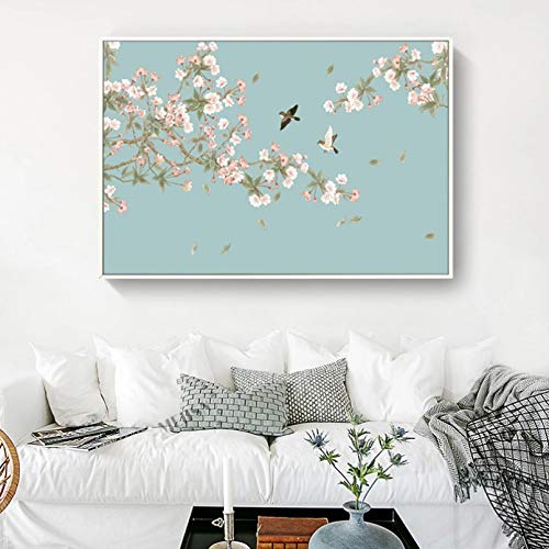 Pintura decoración Cuadro Impresiones Lienzo póster Cuadro lienzo manzana y cangrejo con flores chinas póster artístico pared Begonia e imágenes impresas para decoración hogar decoración sala estar