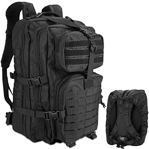 ProCase Mochila Táctica Militar 48L, Paquete de Asalto MOLLE de Gran Capacidad para Utilidad Militar, Bolsa de Emergencia de 3 Días para Caza Senderismo Acampada y Actividad al Aire Libre –Negro