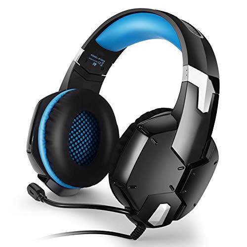 QWEDSA - Auriculares de diadema para videojuegos con micrófono omnidireccional, control de volumen para ordenador portátil, Mac Playstation 4.-1