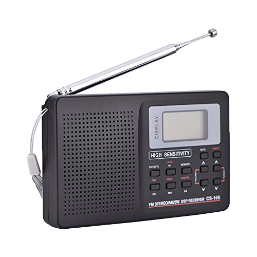 Radio portátil AM FM ganadora Mini radio de bolsillo FM / AM / SW / LW / TV Sonido Receptor de frecuencia completa Receptor Radio reloj 9 KHz Paso de sintonización de AM, regalo para ancianos (radios)