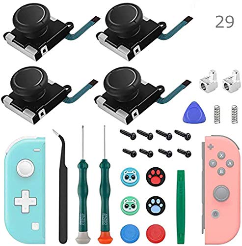 RedKids Juego de reparación para joystick 3D de Nintendo Switch (29 unidades, analógico, para mando Joy-Con con tapas y destornillador)