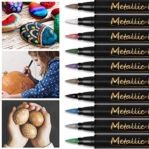 Rotuladores Metalicos de 10 Colores Rotuladores Metálicos, Rotuladores Purpurina para Scrapbooking, Tarjetas de Felicitación, Huevos de Pascua, Piedras de Pascua