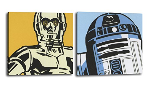 RuidoRosa Juego de Dos Cuadros Star Wars 25x25 cms, impresión sobre Lienzo R2D2 y C3PO