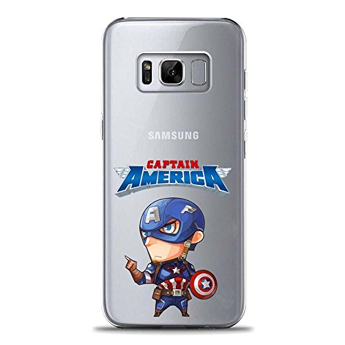 S8 TPU Funda Gel Transparente Carcasa Case Bumper de Impactos y Anti-Arañazos Espalda Cover, Hero Colección Collection, Captain America, Galaxy S8