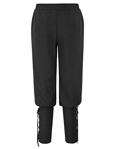 SCARLET DARKNESS Pantalón de cinturón elástico Vintage Elegante renacentista para Hombre Talla M Negro