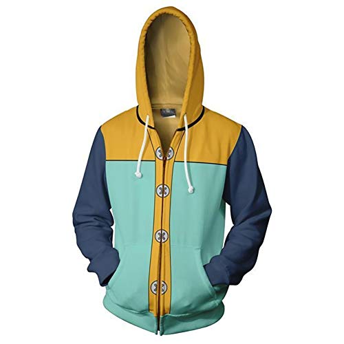 Shuihua- Hoodie Los Siete pecados Capitales: Rey Cospplay Capucha, Animado en 3D de impresión Chaqueta con Capucha Sudadera con Capucha Cosplay (Color : Blue, Size : M)