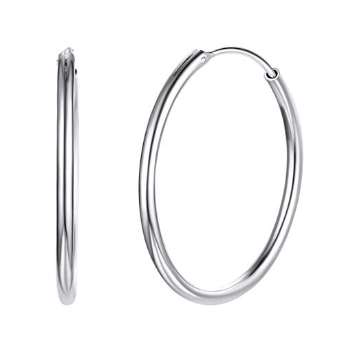 Silvora 30MM Plata Aros Pequeños Pendientes Cartilago Aros Hoop Huggie