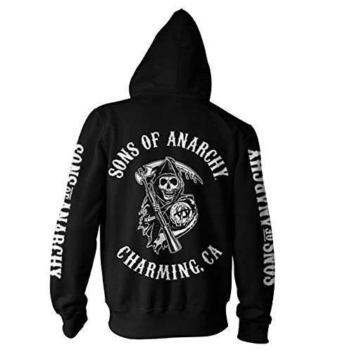 Sons of Anarchy SOA Full CA Backprint Zip Hood (Black), Large