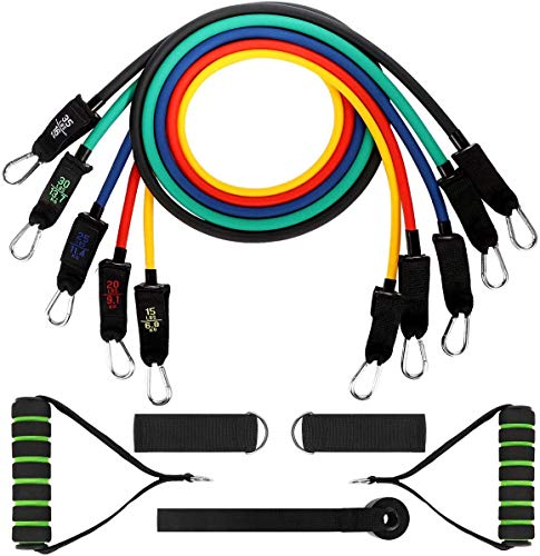 Spalexe Bandas de Resistencia, Cintas Elásticas, Bandas de Fitness, Bandas Elásticas de Látex con Manijas, Gancho de la Puerta, Correa de Tobillo para Yoga, Pilates, Crossfit, Entrenamiento de Fuerza