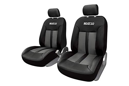 SPC SPC1018GR Juego de 2 Fundas Delanteras para Asiento Coche 6 Piezas SPARCO S-Line Gris/Negro