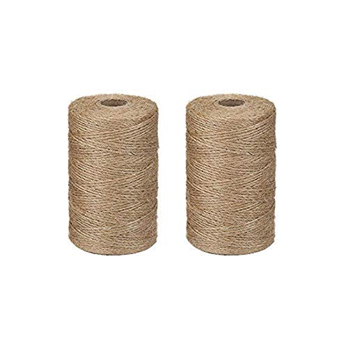 Sprießen Cuerda de Yute,2pcs/3mm/200 Metros, Cordel para Artes, Oficios industriales, Regalo, Cordel de Yute de Grosor Natural, Cuerda de Yute para Floristería, Decoración, Empaquetar Decoración