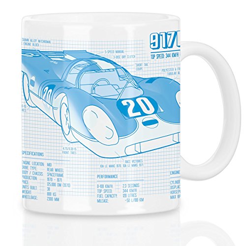 style3 917K Cianotipo Taza con motivo Le Mans fotocalco azul
