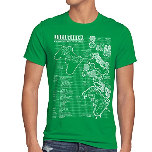 style3 Dualshock Controlador Camiseta para Hombre T-Shirt PS Videojuego videoconsola, Talla:L, Color:Verde