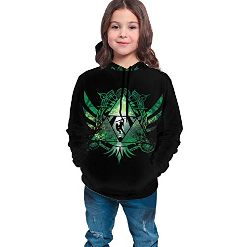 Sudadera con Capucha para Adolescentes Sudadera con Capucha para niños y niñas Cálida, cómoda y Transpirable Negro Le-Gend of Ze-Lda O-Carina of Time S