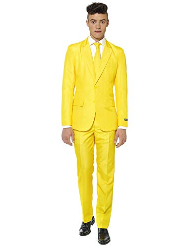 Suitmeister Men Suit Juego de Pantalones de Traje de Negocios, Amarillo Macizo, XL para Hombre