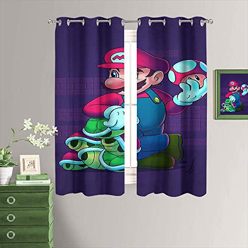 Super Mario Bros - Cortinas opacas con aislamiento térmico y eficiencia energética con ojales para sala de estar, 132 x 213 cm