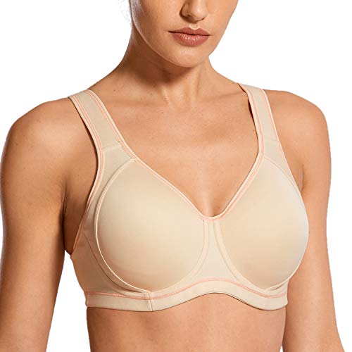 SYROKAN-Sujetador Deportivo de Alto Impacto Copas Moldeadas para Mujer Beige - A262 105C