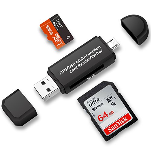 TedGem tarjeta de memoria SD / lector de tarjeta SD, Micro USB, OTG a USB 2.0 Adaptador con estándar USB macho, Micro USB macho conector para PC y portátiles Smartphones/Tablets con función OTG