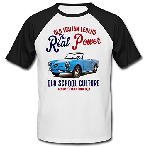 TEESANDENGINES - Camiseta de manga corta para hombre Fiat Abarth 750 1950, color negro italiano Blanco blanco XL