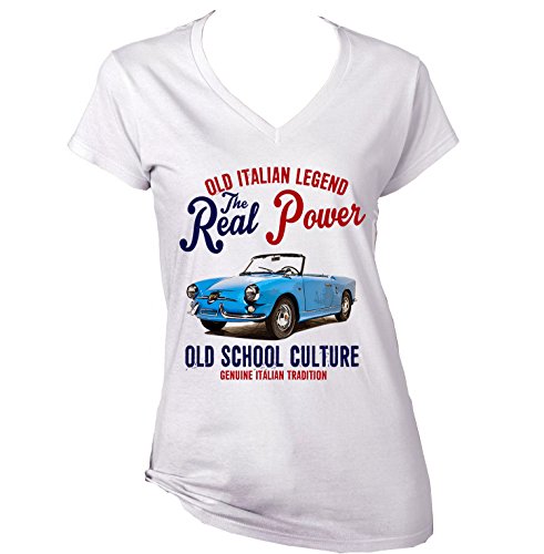 TEESANDENGINES - Camiseta para mujer Fiat Abarth 750 1950, color blanco italiano Blanco blanco XXL