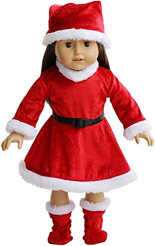 The New York Doll Collection Completar Navidad Atuendo por Moda Niña Muñecas Incluye Muñecas Papa Noel Vestido con Sombrero y Calcetines - Encaja 18 pulgadas / 46 cm Muñecas - Muñecas Ropa Navideñas