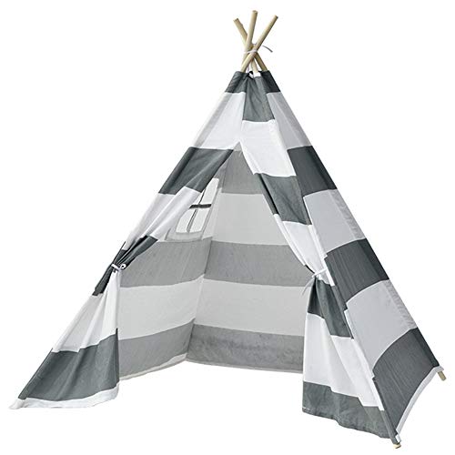 Tienda De Campaña Infantil Plegable Tipi para Niños Y Niñas con Estuche De Transporte 4 Postes De Lona Blanca Casa De Juegos De Juguete para Juegos De Interior Y Exterior,Grey