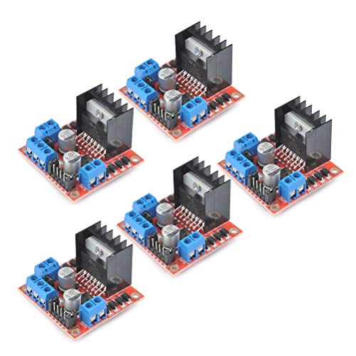 TIMESETL 5 Piezas Puente H Doble L298N Controlador del Motor Placa Motor módulo de accionamiento del Motor Placa controladora del Controlador para Arduino, Accesorio de Receptores de Tráfico TMC