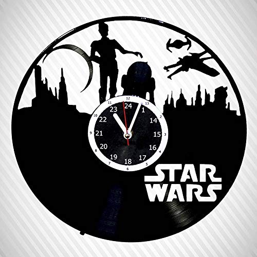 TLMY reloj de pared Star Wars vinilo récord reloj de pared LED noche luz creativa sala de estar reloj estéreo moderno iluminación color pared decoración del hogar reloj de pared