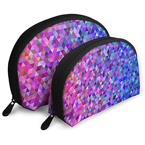 Triángulo Azul Rosa Bolsas portátiles Bolsa de Maquillaje Bolsa de Aseo, Bolsas de Viaje portátiles multifunción Pequeña Bolsa de Embrague de Maquillaje con Cremallera