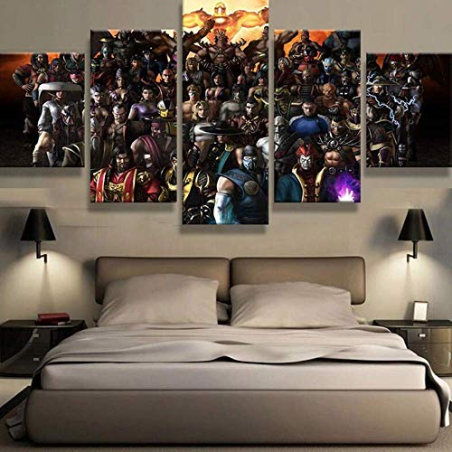 TYUPC 5 Paneles HD Impresiones en Lienzo Mortal Kombat Caracteres Juego Mural Pinturas Giclee Ilustraciones para Casa Moderno Decoración,B,20X35X2+20X45X2+20X55X1