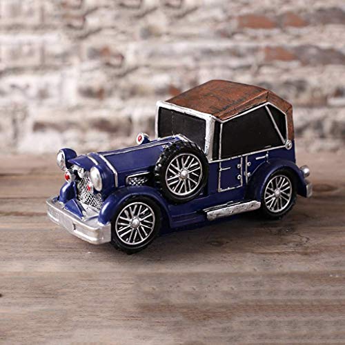 TZSMCMX Multifuncional Toy Car Desktop Piggy Bank Retro Classic Car Decorativo Toy Car Model Resina ecológica Material Rojo Azul (Color : Blue)